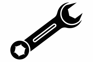 spanner silhouette line art vector illustration