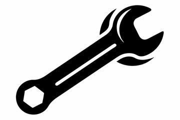 spanner silhouette line art vector illustration