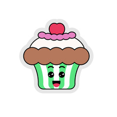 Cute Cartoon Cupcake Sticker Illustration