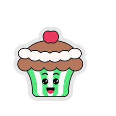 Cute Cartoon Cupcake Sticker Illustration