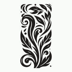 Black Floral Swirl Ornament Vector Design with Elegant Curves and Leaf Motifs, ai generated
