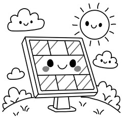 cartoon illustration of a little solar panel