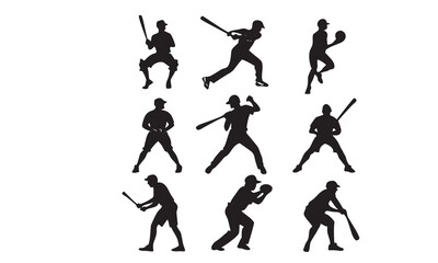 baseball player silhouette vector