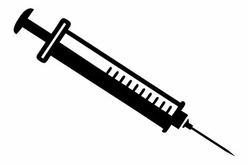 Fototapeta premium syringe silhouette line art vector illustration