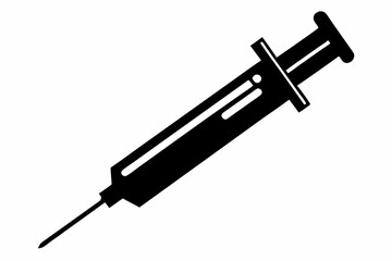 syringe silhouette line art vector illustration