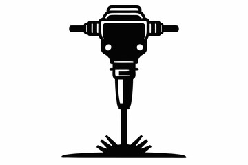 tamping rammer silhouette line art vector illustration