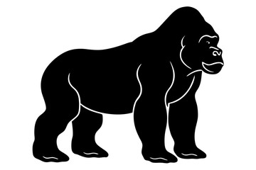 Gorilla vector silhouette illustration on white background