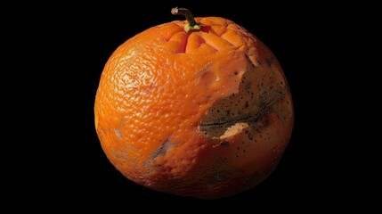 Damaged orange fruit decay closeup