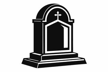 Obraz premium tombstone silhouette line art vector illustration