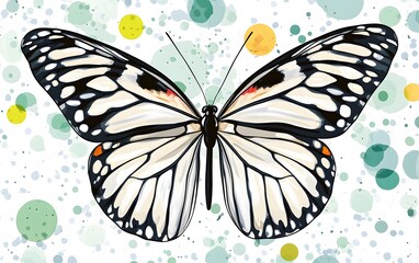 Fototapeta premium Elegant Black and White Butterfly Watercolor Art