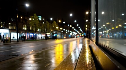 City street at night, rain