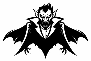 vampire silhouette line art vector illustration