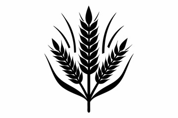 wheat plant silhouette line art vector illustration