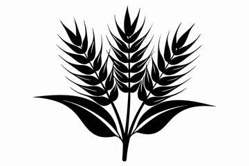 wheat plant silhouette line art vector illustration