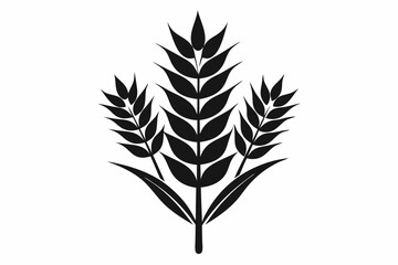 wheat plant silhouette line art vector illustration