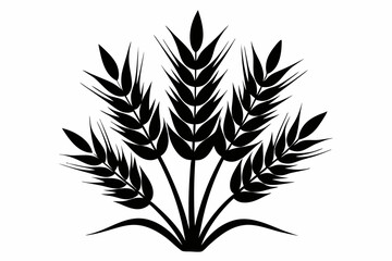 wheat plant silhouette line art vector illustration