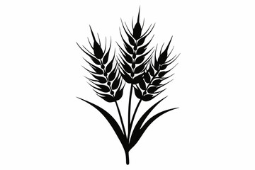 wheat plant silhouette line art vector illustration
