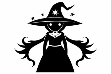 witch silhouette line art vector illustration