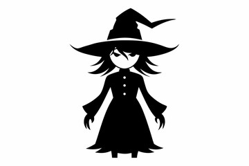 witch silhouette line art vector illustration
