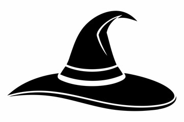 witch hat silhouette line art vector illustration