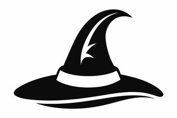 witch hat silhouette line art vector illustration