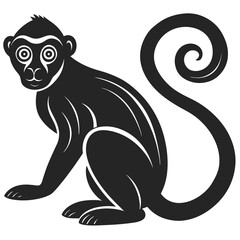 Monkey vector silhouette illustration on white background