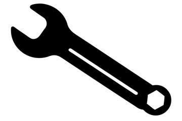 wrench silhouette line art vector illustration