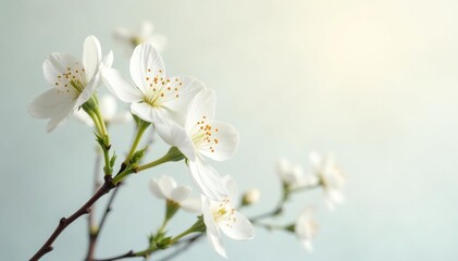 Delicate white blossoms against pure white, soft light , white, design, purity