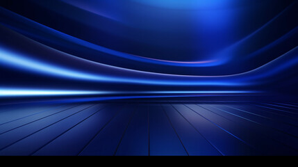Abstract royal blue banner with blurry background, half-circle stage design, perfect for modern digital displays.

