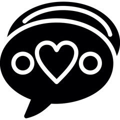 Heart-Shaped Speech Bubble Glyph Icon
