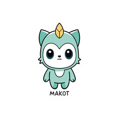 Obraz premium Cute light teal creature with horn