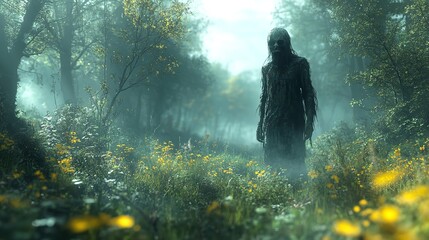 Zombie horror monster forest scary undead creature dark fantasy halloween nightmare spooky thriller eerie woods