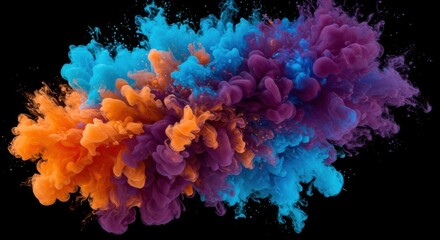 Obraz premium Colorful Smoke Plume Against Black Backdrop