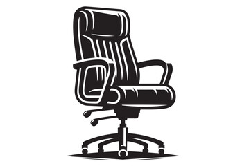 Fototapeta premium silhouette of office chair logo silhouette vector, office chair logo icon silhouette, office chair silhouette vector illustration, black office chair silhouette vector illustration on white background