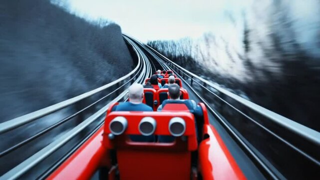 Experience the Thrill: High-Speed Roller Coaster Ride with Tunnel Views and Daring Drops