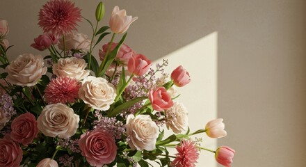 Obraz premium Flower Arrangement with Roses and Tulips