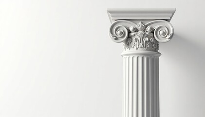 Obraz premium Elegant Roman column detail against pure white backdrop, ancient, design, ruin