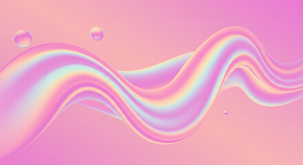 Iridescent pink liquid wave abstract art design pastel color gradient smooth flowing texture