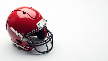 Fototapeta premium Overhead view of football helmet and ball on white background , white background, game