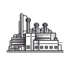 Fototapeta premium Industrial complex with smokestacks and machinery, showcasing manufacturing processes and operations in a bustling urban environment , isolated on white or transparent png