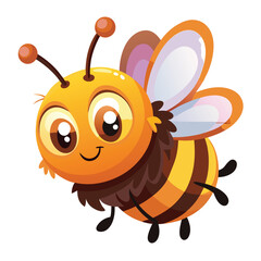 Obraz premium Adorable Smiling Bee Character Flying with Stripped Body on White Background