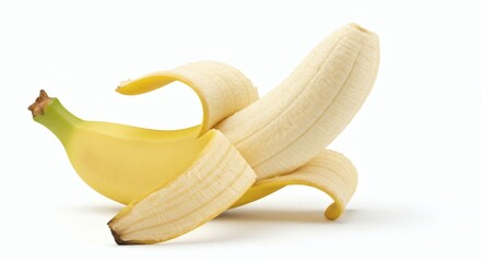 Peeled banana isolated on white background