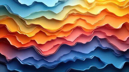 Abstract layered colorful wavy design