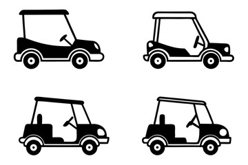 Fototapeta premium set of Golf cart vector silhouette illustration on white background