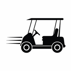 Golf cart icon vector silhouette illustration on white background