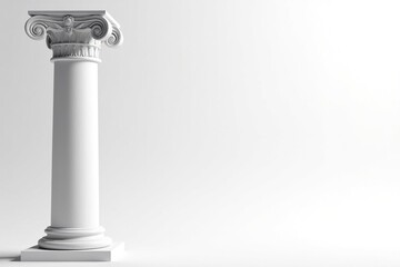 Fototapeta premium Elegant Roman column against stark white backdrop, photography, design elements, heritage