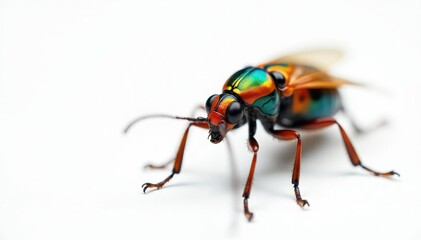 Close-up of colorful insect on white background, studio, pattern