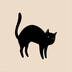 Arched Cat Silhouette Illustration