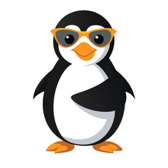 Obraz premium Cartoon Penguin Standing Wearing Sunglasses on Transparent Background