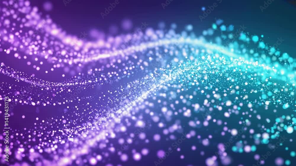 Sticker colorful abstract animation of particles flowing in waves
